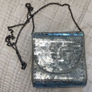 Vintage La Regale Silver Sequin Evening Purse- EUC